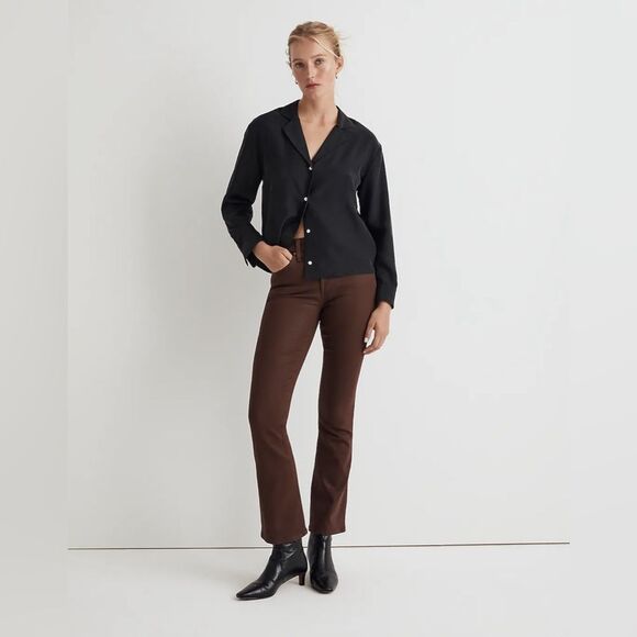 Madewell NWT Petite Coated Edition Kick Out Crop Jeans Size 25P in Hot Cocoa - Picture 1 of 9